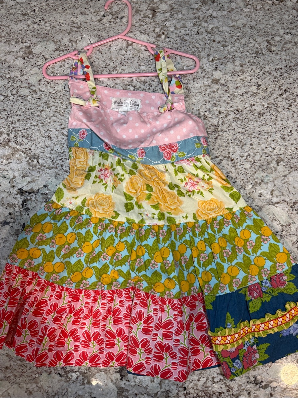 Matilda Jane Pink, Yellow, Blue, Green Multi-Print Tiered Dress